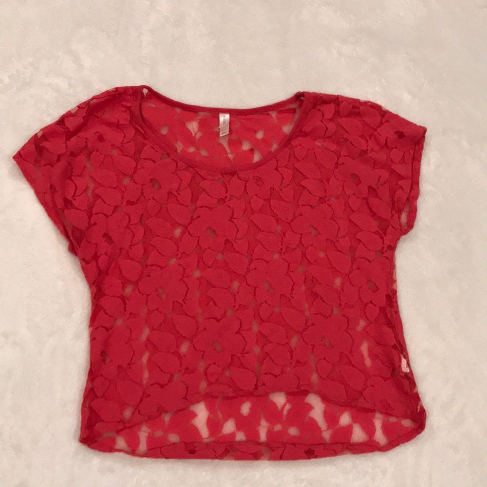 Pink Lace Crop Top